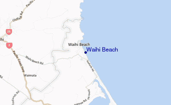 mapa de localização de Waihi Beach
