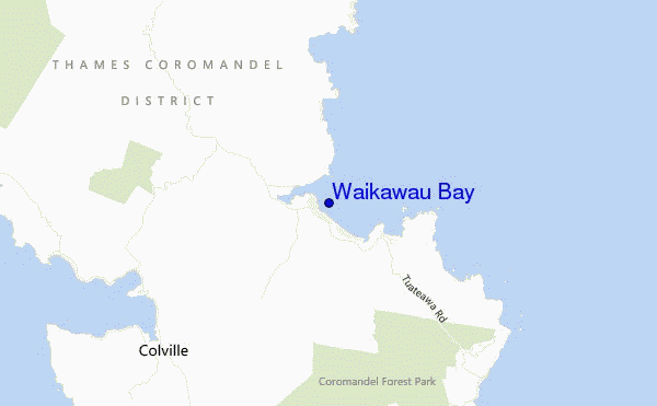 mapa de localização de Waikawau Bay