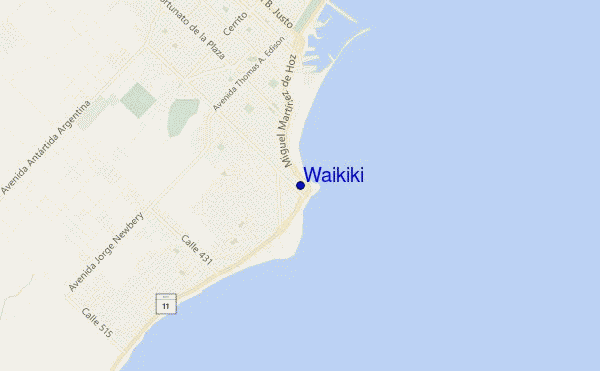 mapa de localização de Waikiki