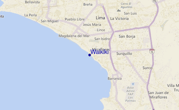 mapa de localização de Waikiki