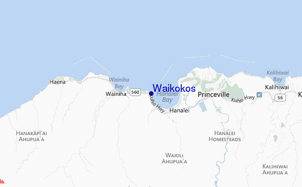 mapa de localização de Waikokos