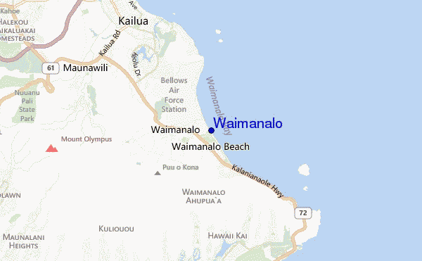 mapa de localização de Waimanalo