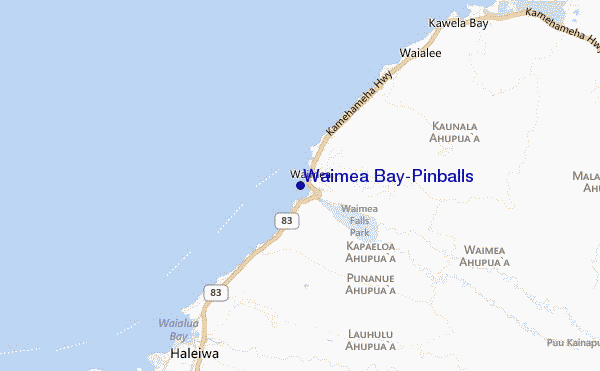 mapa de localização de Waimea Bay/Pinballs