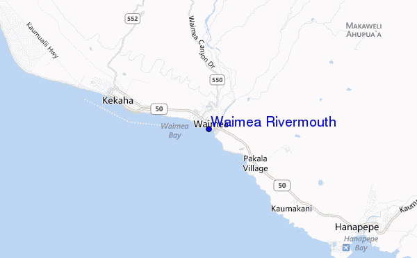 mapa de localização de Waimea Rivermouth