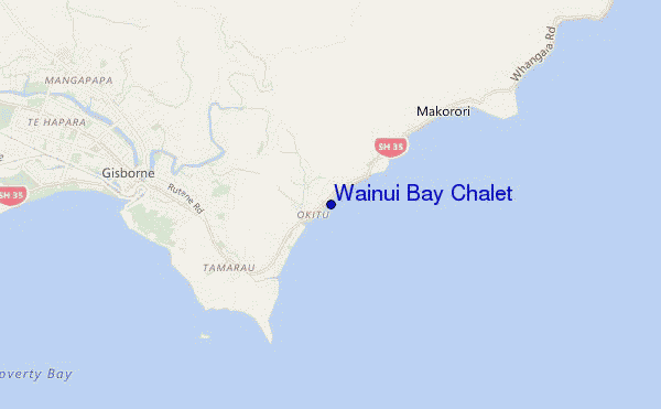 mapa de localização de Wainui Bay Chalet