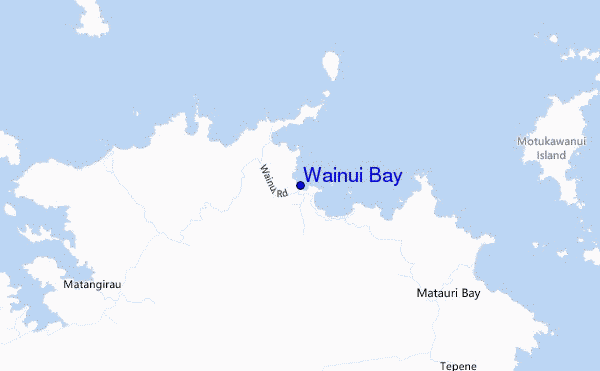 mapa de localização de Wainui Bay