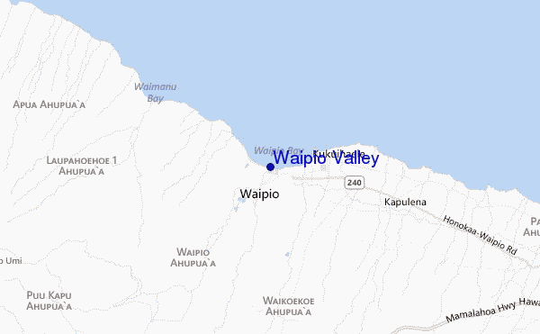 mapa de localização de Waipio Valley