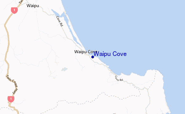 mapa de localização de Waipu Cove