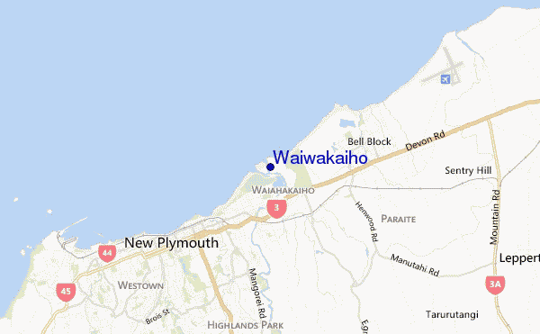 mapa de localização de Waiwakaiho