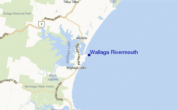 mapa de localização de Wallaga Rivermouth