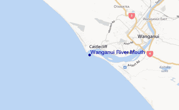 mapa de localização de Wanganui River Mouth