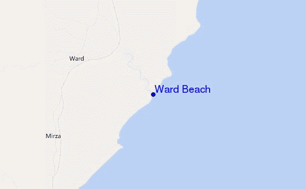 mapa de localização de Ward Beach