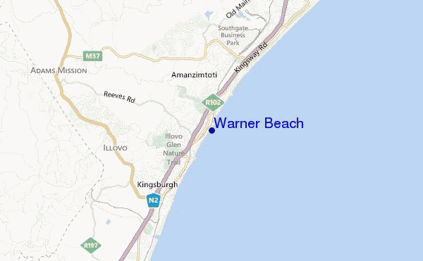 mapa de localização de Warner Beach