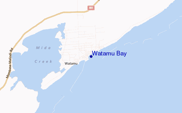 mapa de localização de Watamu Bay