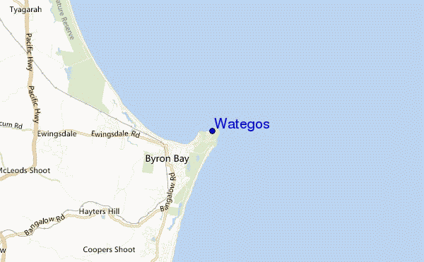 mapa de localização de Wategos