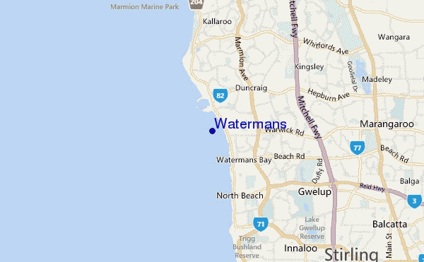 mapa de localização de Watermans