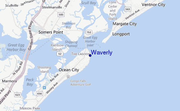 mapa de localização de Waverly