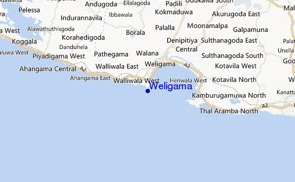 mapa de localização de Weligama