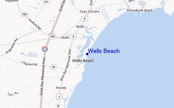 mapa de localização de Wells Beach