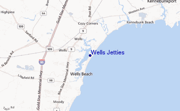 mapa de localização de Wells Jetties