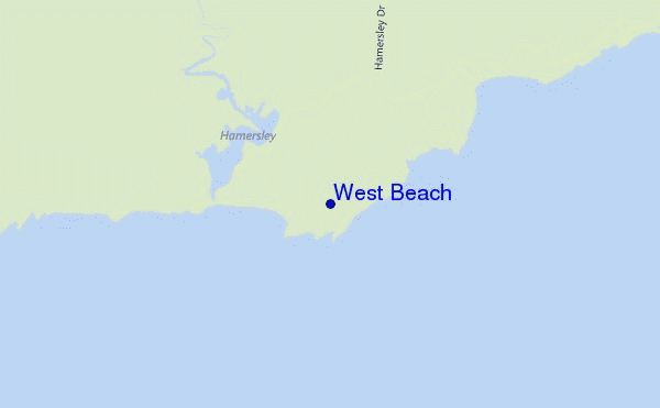 mapa de localização de West Beach