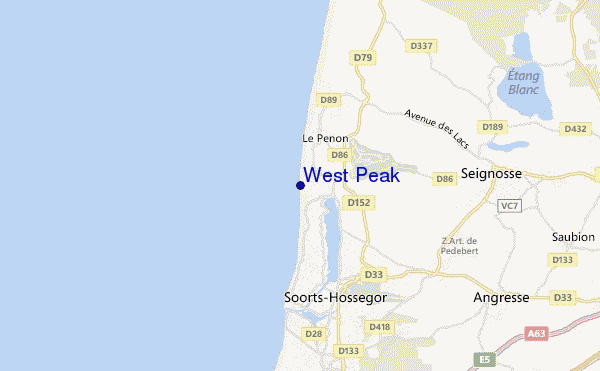 mapa de localização de West Peak