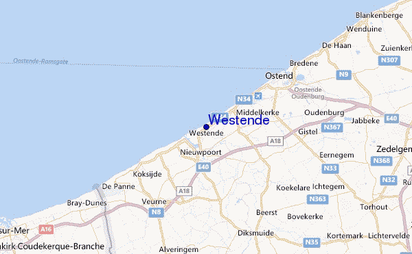 Westende Location Map