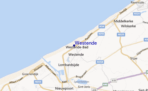 mapa de localização de Westende