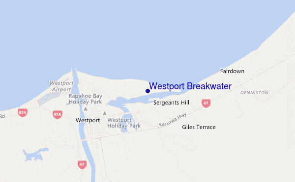 mapa de localização de Westport Breakwater