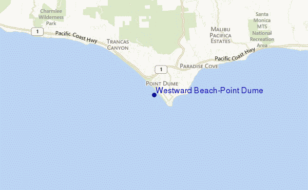 mapa de localização de Westward Beach/Point Dume
