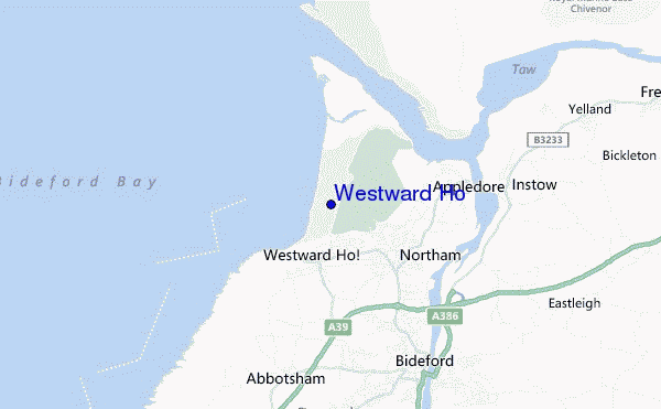 mapa de localização de Westward Ho