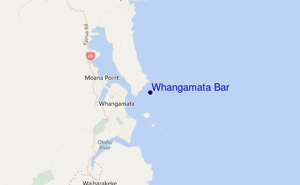 mapa de localização de Whangamata Bar