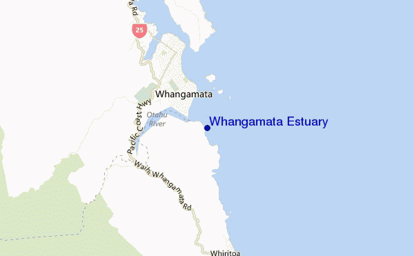 mapa de localização de Whangamata Estuary