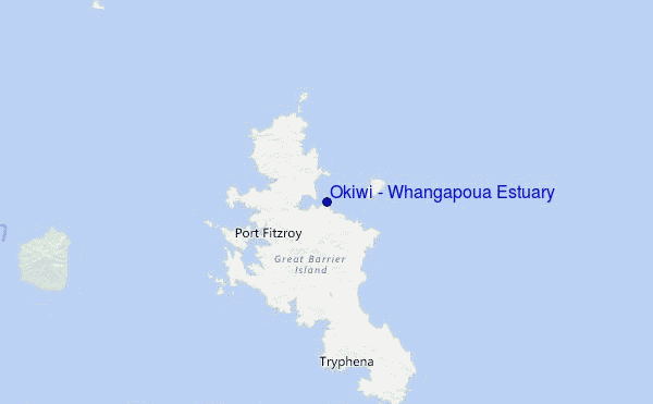 Okiwi - Whangapoua Estuary Location Map