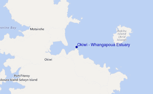 mapa de localização de Okiwi - Whangapoua Estuary