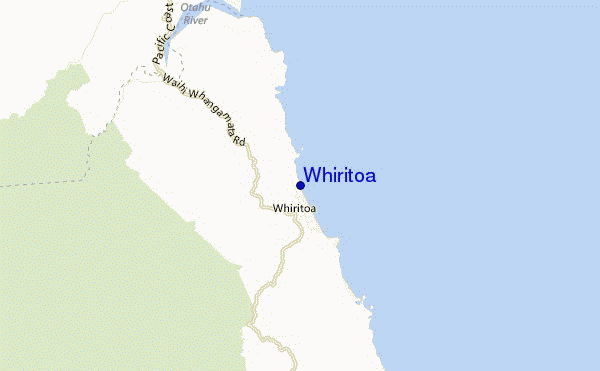 mapa de localização de Whiritoa