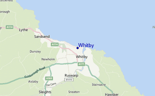 mapa de localização de Whitby