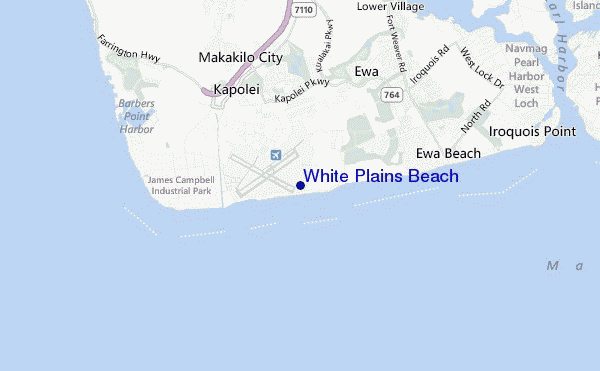mapa de localização de White Plains Beach