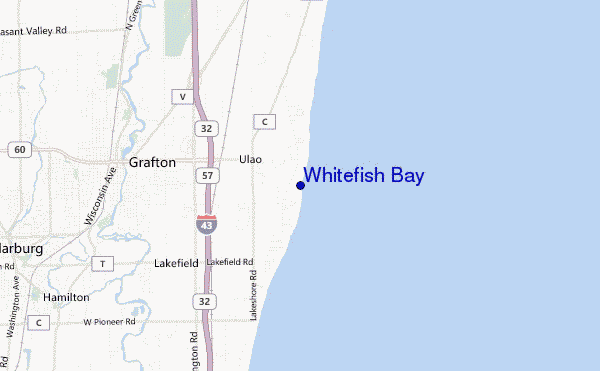 mapa de localização de Whitefish Bay