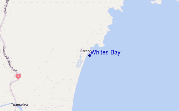 mapa de localização de Whites Bay