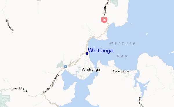 mapa de localização de Whitianga