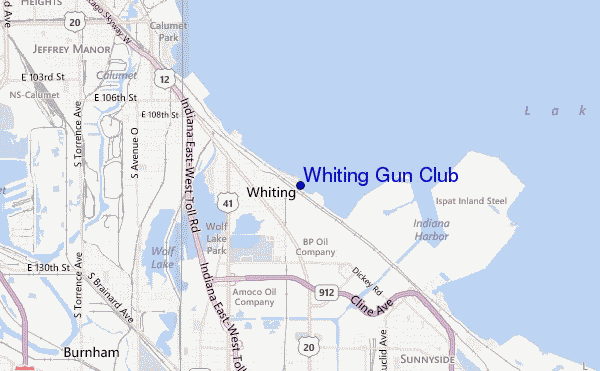mapa de localização de Whiting Gun Club