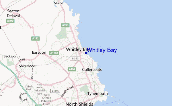 mapa de localização de Whitley Bay