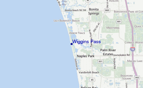 mapa de localização de Wiggins Pass