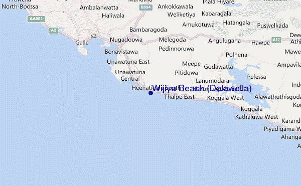 mapa de localização de Wijiya Beach (Dalawella)