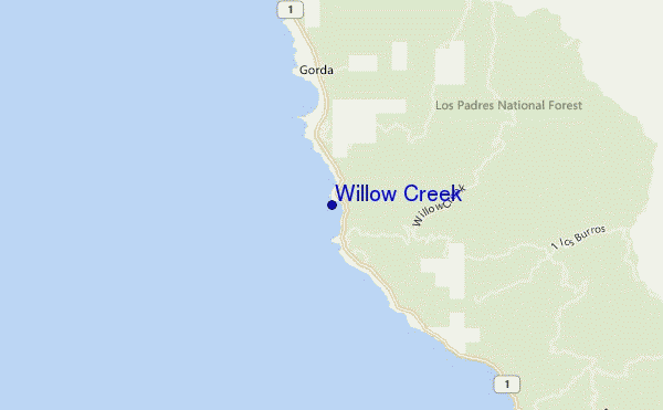 mapa de localização de Willow Creek
