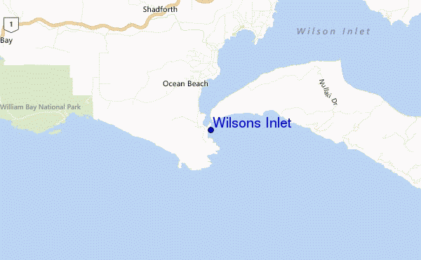 mapa de localização de Wilsons Inlet