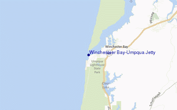 mapa de localização de Winchesteer Bay/Umpqua Jetty