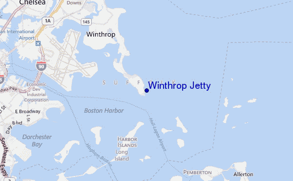 mapa de localização de Winthrop Jetty