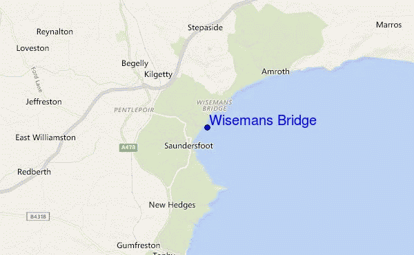 mapa de localização de Wisemans Bridge